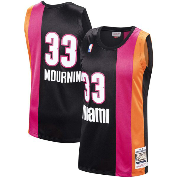 Camiseta Alonzo Mourning 33 Miami Heat 2005-2006 Negro Hombre